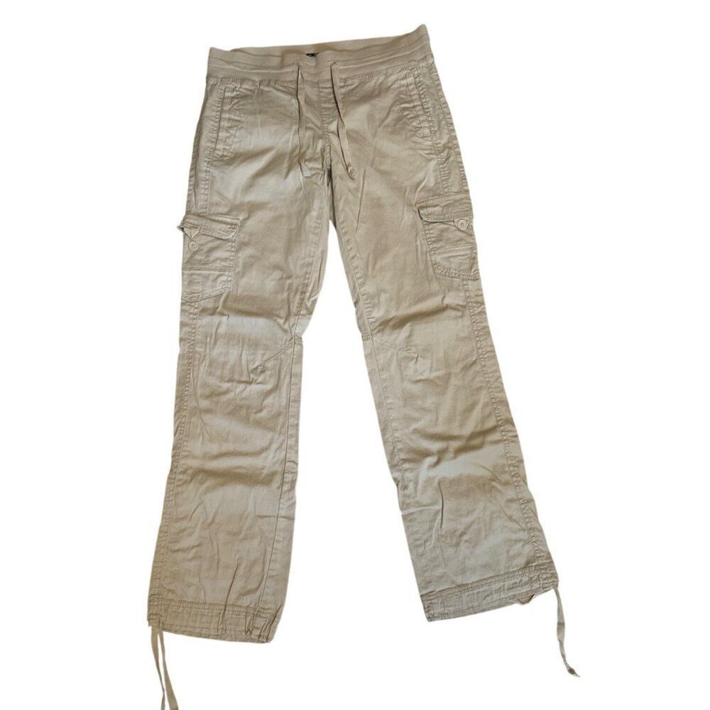 Synpolies womens Cargo Pants 8 Beige Cotton Spandex Drawstring Waist Made In Vie